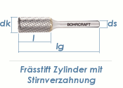 12mm HM-Fr&auml;sstift Zylinderform mit Stirnverzahnung (1 Stk.)