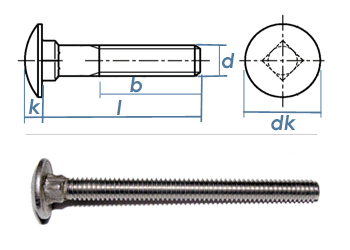 M5 x 30mm Torbandschrauben DIN603 Edelstahl A2 (10 Stk.)