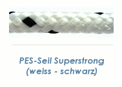 10mm PES- Seil SUPERSTRONG wei&szlig;/schwarz (je 1 lfm)