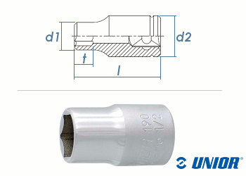 SW13 UNIOR Sechskant-Steckschlüssel mit 1/2" Antrieb verchromt  (1 Stk.)