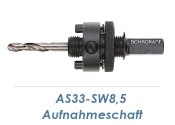 AS33-SW8,5 Aufnahmeschaft f&uuml;r Bi-Metall Lochs&auml;ge 32-210mm inkl. Zentrierbohrer (1 Stk.)