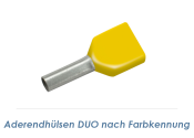 6 x 20mm Duo-Aderendh&uuml;lsen isoliert gelb (10 Stk.)