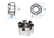 M10 Kronenmuttern DIN935 Edelstahl A2 (1 Stk.)