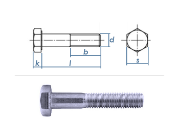 M10 x 160mm Sechskantschrauben DIN931 Teilgewinde Stahl verzinkt FKL8.8 (1 Stk.)