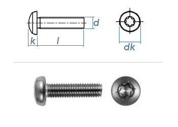 M6 x 25mm Linsenkopfschrauben TX DIN7985 Edelstahl A2  (10 Stk.)