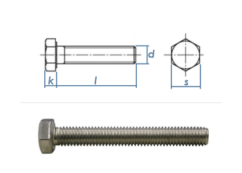 M8 x 40mm Sechskantschrauben DIN933 Vollgewinde Edelstahl A2 (10 Stk.)