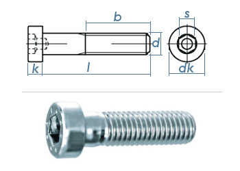 M8 x 80mm Zylinderschraube niedriger Kopf DIN6912 Stahl verzinkt FKL 8.8 (1 Stk.)