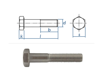 M8 x 95mm Sechskantschrauben DIN931 Teilgewinde Edelstahl A2 (1 Stk.)